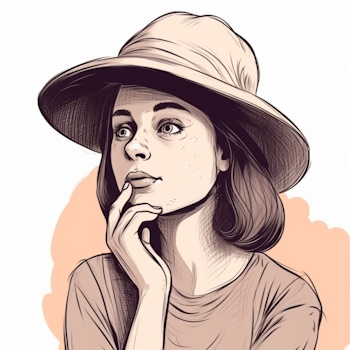 Mujer pensativa con sombrero, metáfora de reflexión