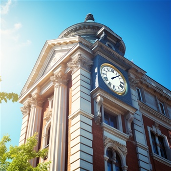 Reloj de torre en edificio histórico