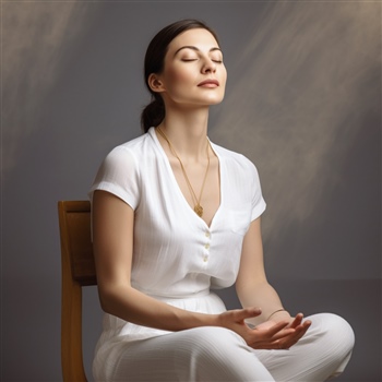Mujer meditando en paz para coherencia cardíaca