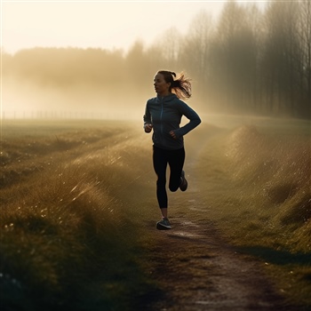 Mujer corriendo al aire libre al amanecer