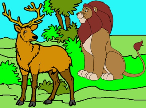 El ciervo, el manantial y el león