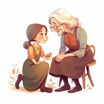 Niña dialoga con abuela sentada con confianza