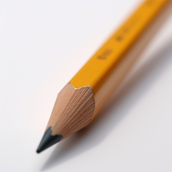 Lápiz amarillo con punta afilada sobre fondo blanco