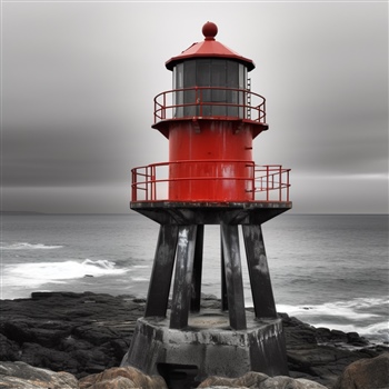 El pequeño faro rojo y el gran puente gris