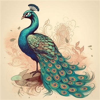 Ilustración artística de pavo real colorido