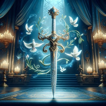 Espada decorativa con palomas de la paz