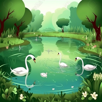 Cisnes en lago sereno, expresando calma y melancolía