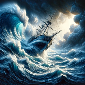 Barco navegando ennoblece tormenta marina