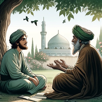 Maestro sufí hablando con un discípulo