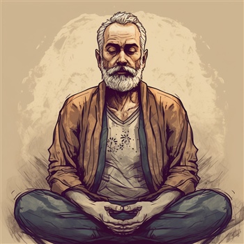 Hombre mayor meditando en posición de loto