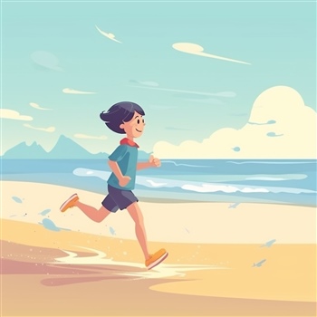 Persona corriendo feliz en la playa