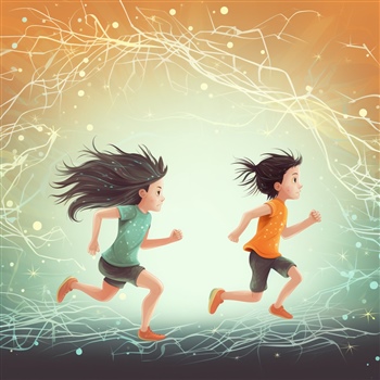 Dos niños corriendo con alegría y energía
