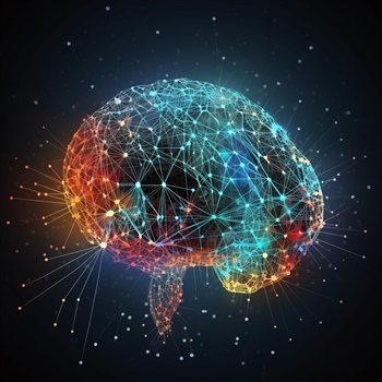 Cerebro digital con conexiones luminosas