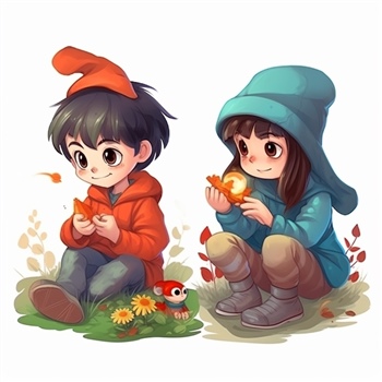 Niños con hojas de otoño, inocencia y juego
