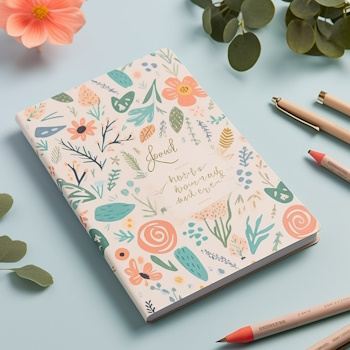 Libreta de notas con diseño floral y frase inspiradora