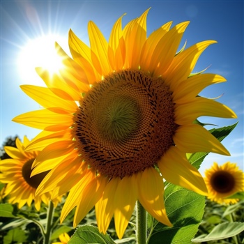 Girasol radiante bajo el sol, paz y armonía