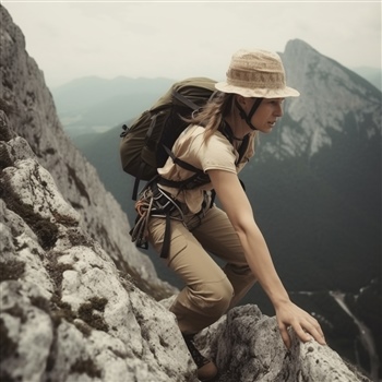 Persona escalando montaña en desafío