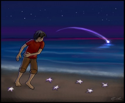 El niño y las estrellas de mar