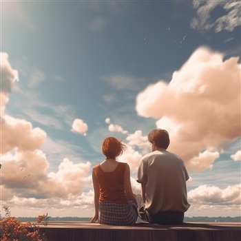 Dos personas contemplando el cielo juntas