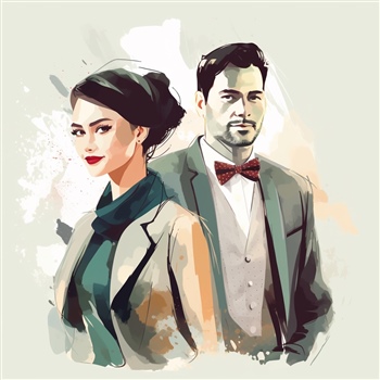 Ilustración de un hombre y una mujer estilizados